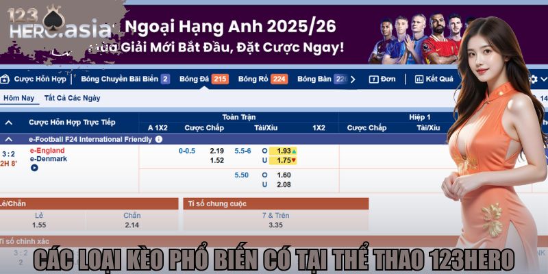 Các loại kèo phổ biến có tại thể thao 123hero