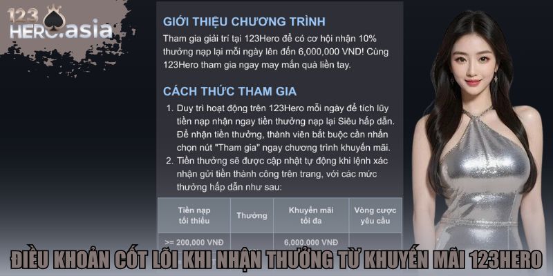 Điều khoản cốt lõi khi nhận thưởng từ khuyến mãi 123hero