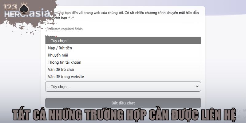 Tất cả những trường hợp cần được liên hệ với tư vấn viên